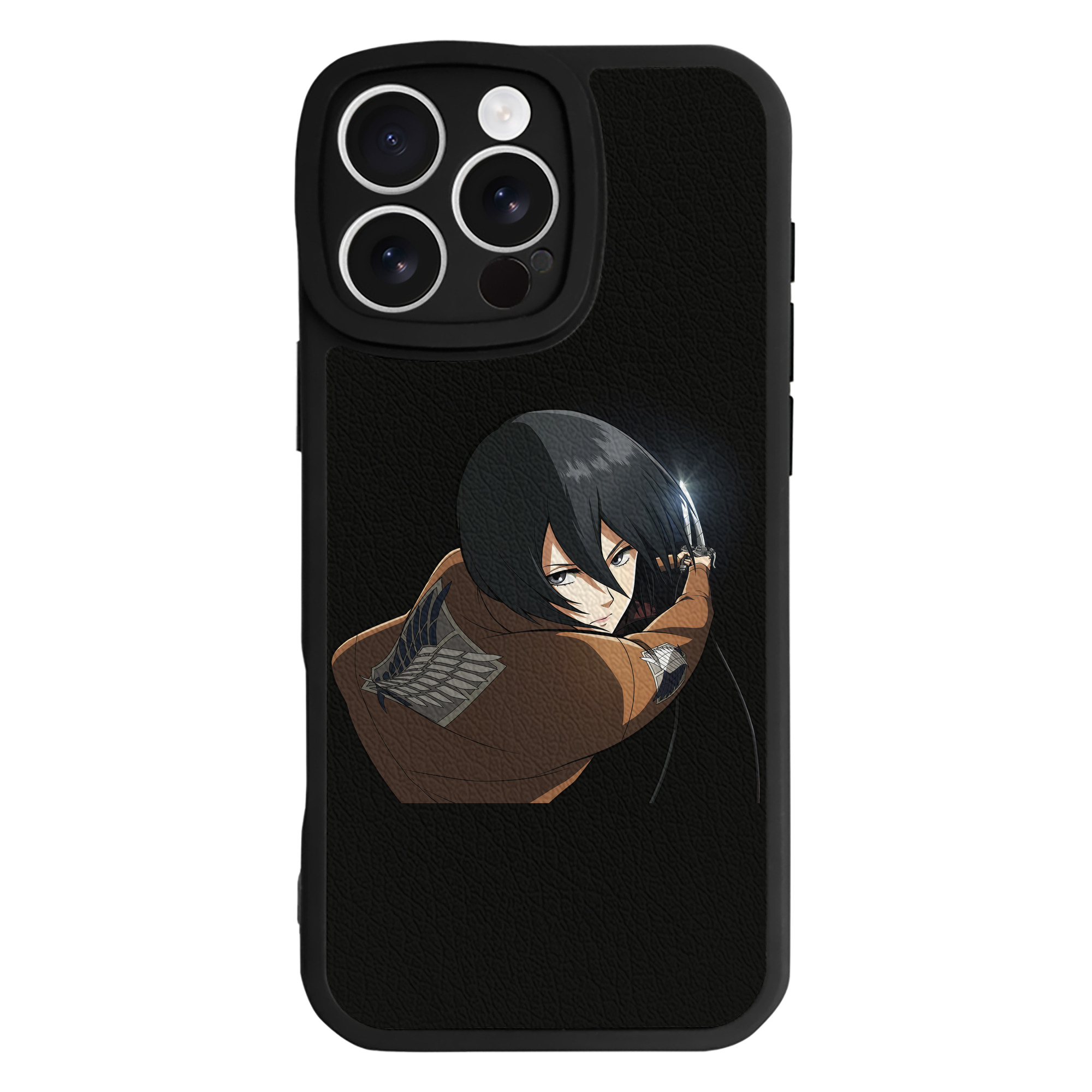 （画像用） 進撃の巨人 ミカサ·アッカーマン Attack on Titan Mikasa Ackerman 【iPhone 16シリーズ対応】シリコンスマホケース（レザー調） 材質：シリコン